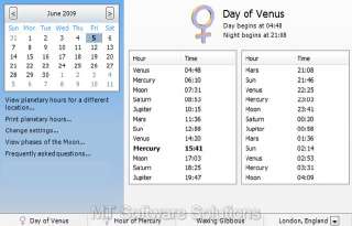 Astrology Planetary Hours Star Moon Sign Software Vista  