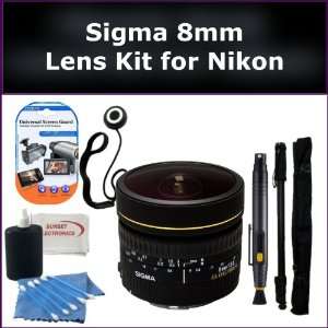 Fisheye Autofocus Lens Kit for Nikon AF Includes Sigma 8mm Lens, Lens 