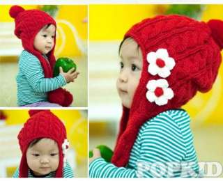   Flap BEANIE SKI Hat Scarf Cap Baby Kid Red for 1 7 years old baby gir