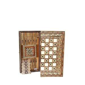   Mother of pearl Inlaid Backgammon 16 board Set Wooden Backgammon Game