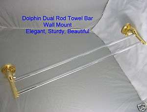 DOLPHIN DUAL BAR TOWEL BAR BATHROOM ACCESSORY SET BRASS  