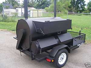 BBQ Grill Rotisserie Smoker Pit w/ Warm Box and Trailer  