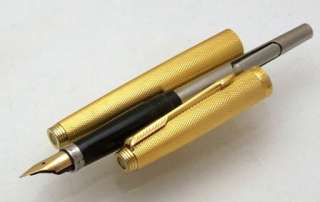 Vintage Parker 75 Gold Plated Barley Fountain Pen Made in France 14k 