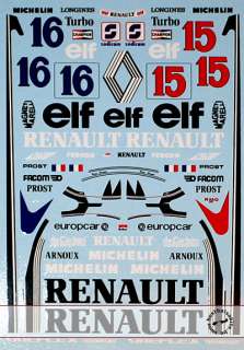 Prost   Arnoux replacement decals for the Tamiya Renault RE30B #20018 