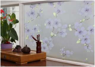   Privacy Glass Window Film Treatments Blue Flower 35inch GW 003  