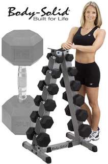 Body Solid Vertical Dumbbell Rack plus 6 Pairs of Rubber Coated Hex 