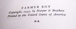 Farmer Boy 1933 Laura Wilder   Helen Sewell HB/DJ  