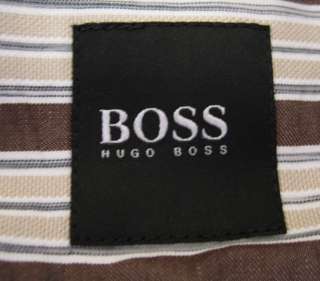 BOSS HUGO BOSS Mens Button Front Shirt Striped Cotton Size XXL  