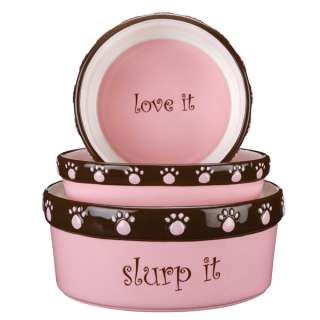 PINK Pet Studio Cutie Paw Ceramic Dish Dog Bowl 16oz ~NEW  