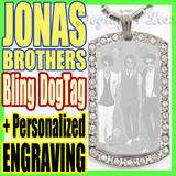 Jonas Brothers Custom Bling Cubic Stone DogTag Necklace  