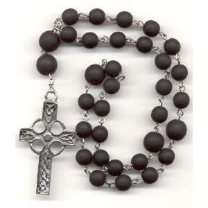  Anglican Prayer Beads, Rosary Frosted Black Czech Glass 