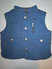 Janie and Jack Boy Blue Utility Snap Up Lined Thick Vest Sz 6 12 mos 