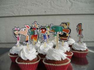 Phineas and Ferb Cupcake Cake Toppers Birthday Party decor  