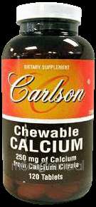 Chewable Calcium 250 mg 120 tabs by Carlson Labs 088395050817  