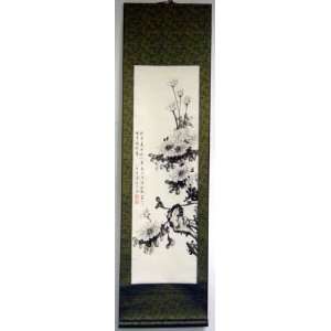  Big Chinese Black Ink Brush Painting Scroll Flower 