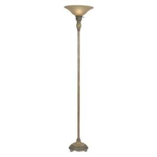 Metal and Polyresin Lamp With Glass Shade   Beige product details page