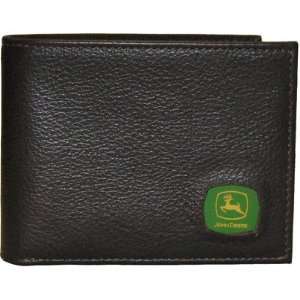    John Deere Black Bi Fold Wallet w/Logo Patch