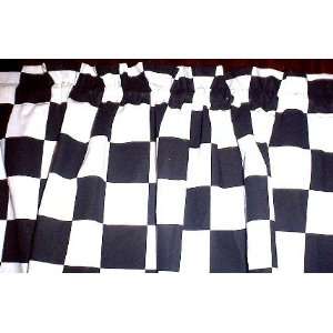 New Custom Made Curtain Valance From Black & White Checkered Flag Race 