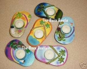 TROPICAL TEALIGHT FLIP FLOP SANDAL CANDLE HOLDERS NEW  