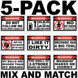Pack mixed Car Truck Warning decal funny sticker 4x4  