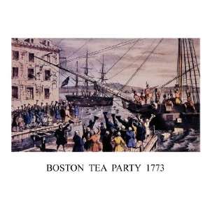  Boston Tea Party 1773 Color Litho Historic 8 1/2 X 11 