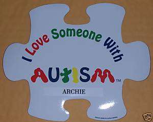 Love Someone with Autism Puzzle Piece Car Magnet NAME  