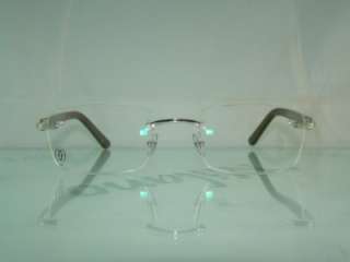   CARTIER Platinum Rimless BLACK BROWN T8100857 Eyeglasses Frames S 55