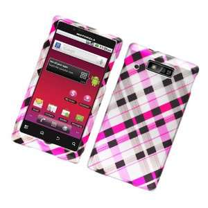 Motorola WX435 Triumph Rubber 2D Image Case Check Pink Brown AND Black 