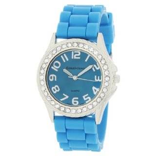   2005R T Crystal Bezel Boyfriend Turquoise Silicone Rubber Strap Watch