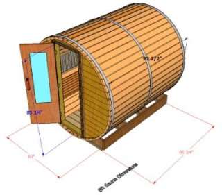 Outdoor Cedar Barrel Sauna 8x7  Wood Fired Heater  