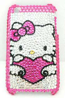   kitty cat heart skin Rhinestone COVER case fits iphone 3G 3GS  