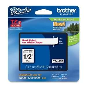  Brother P Touch PT 1280 Label Tape (OEM) 0.47 Red Print 