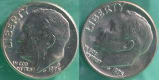 1975 P & D Roosevelt Dime 2 Coins from US Mint Set BU Cellos  