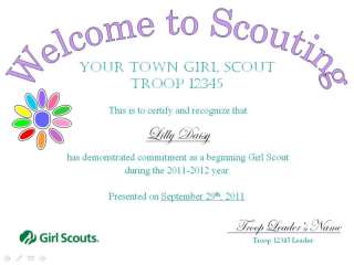 Girl Scout Welcome/Investiture/Bridging Certificates  