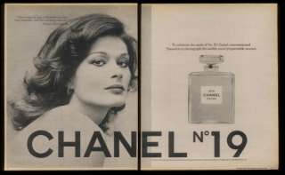 1975 Chanel No.19 perfume classic bottle & pretty woman photo vintage 