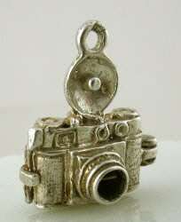 Vintage English Silver CAMERA Charm OPENS TO BIRDIE  