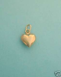 10K Solid Yellow Small Puffed Heart Charm Necklace.