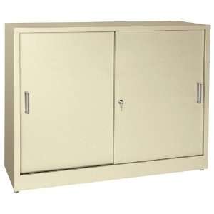  Desk Height Sliding Door Storage Cabinet Putty Paint 