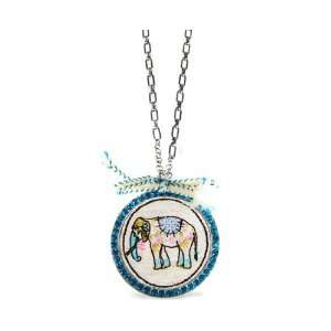   Tilt A Whirl Cameo Elephant Necklace   Blue (FINAL SALE) Jewelry