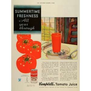  1933 Ad Campbells Tomato Juice Glass Can Pricing Table 