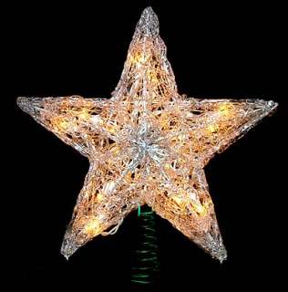 12 LIGHTED SNOWY CRYSTAL STAR CHRISTMAS TREE TOPPER  