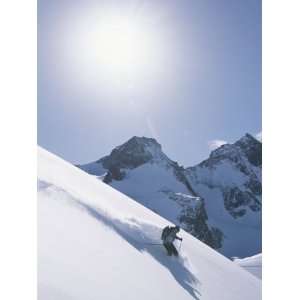 Skier in the Selkirk Range, British Columbia, Canada Stretched 