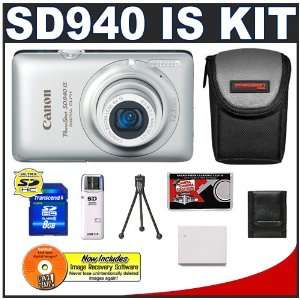 Canon PowerShot SD940 IS Digital ELPH Camera (Silver) + 8GB Card + NB 