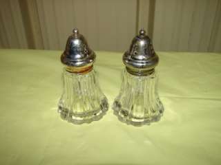 Vintage Clear Cut Glass Salt Pepper Shakers  