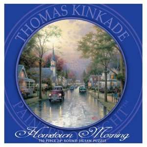  750 Piece Thomas Kinkade Round Puzzle Hometown Morning 