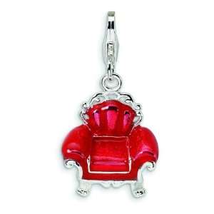  Sterling Silver Overstuffed Chair Lobster Clasp Charm 