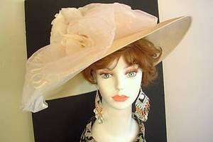 Ivory Cream Wide Brim Bow Church Hat Couture Dress Hats  