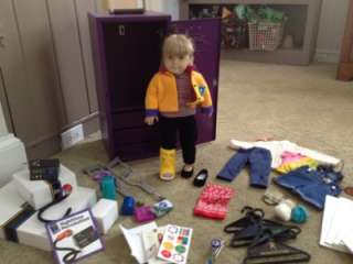   Mattel American Girl Julie with Purple Locker, Crutches, Clock  