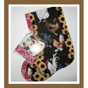 Christmas Stocking Kit Roosters, Sunflowers, Chickens Quilting and Big 