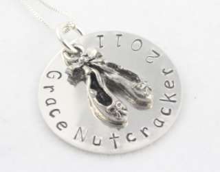   Ballerina Nutcracker Silver Necklace Handstamped Personalized Custom